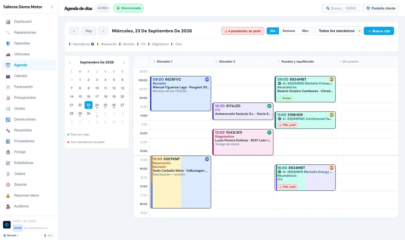 Agenda por puestos de Sertec Vigo Taller